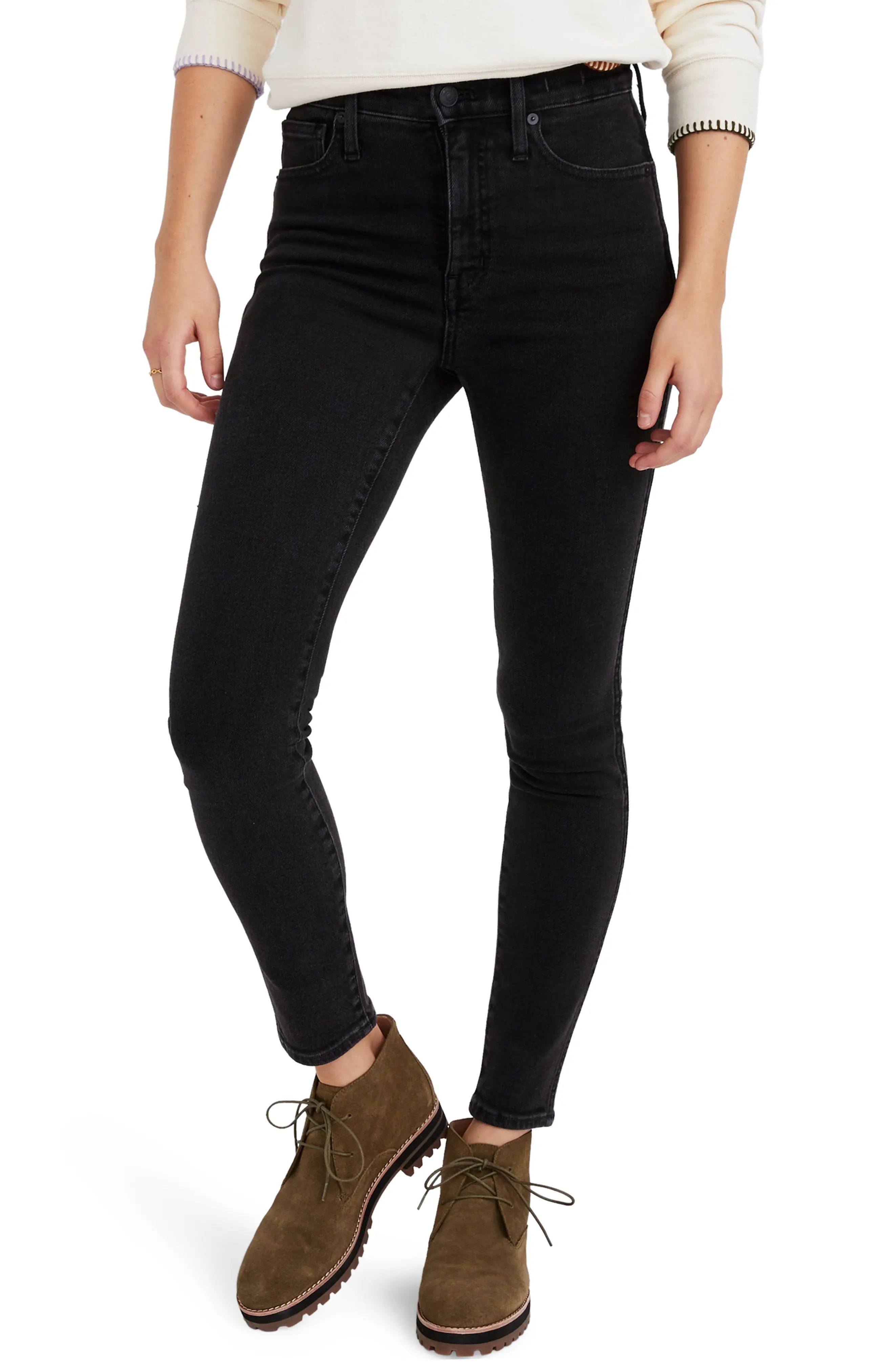 Women's Madewell 10-Inch High Waist Ankle Skinny Jeans, Size 30 - Black | Nordstrom