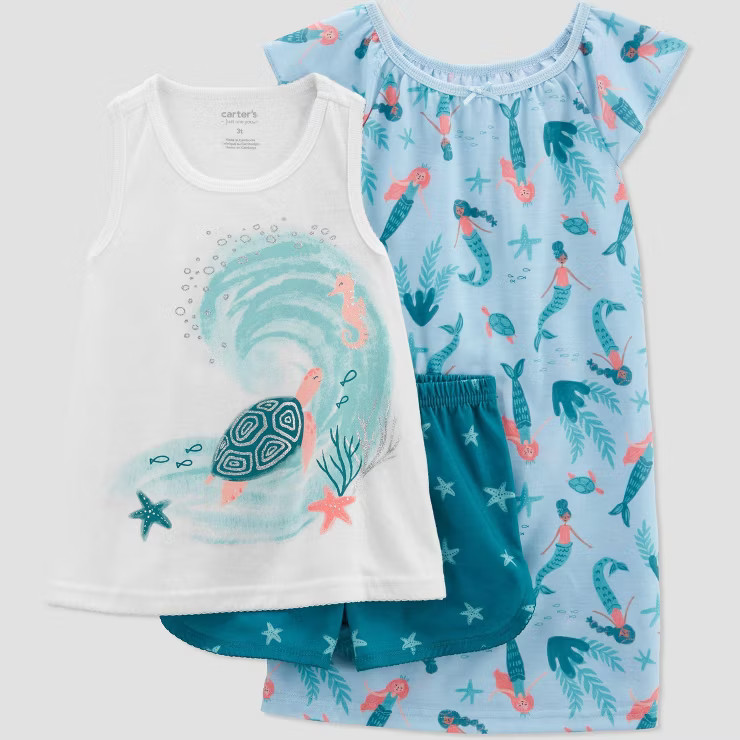 Carter's Just One You®️ Toddler Girls' 3pc Mermaids Pajama Set - Blue | Target