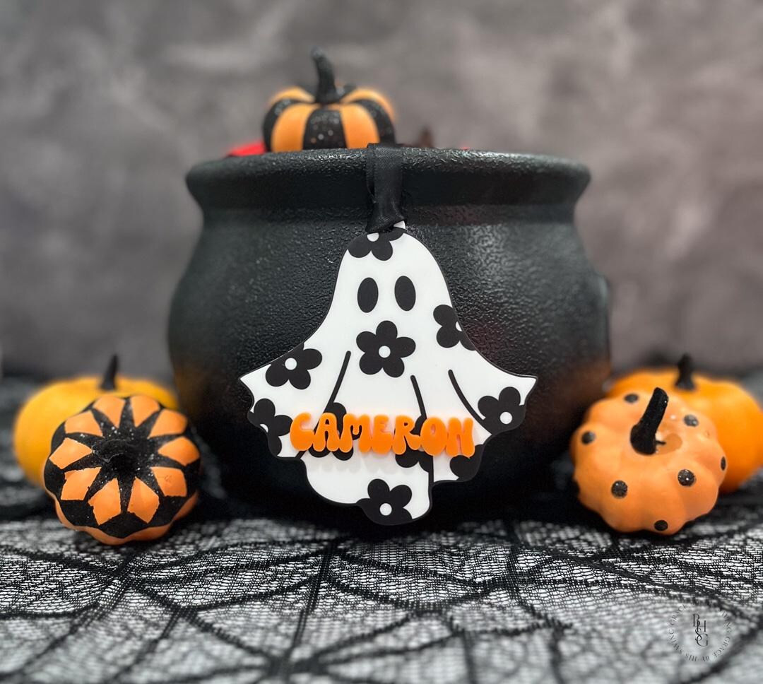 Daisy Ghost Halloween Name Tag With UV Printed Design Halloween Bag Tags Halloween Decor Tag for ... | Etsy (US)