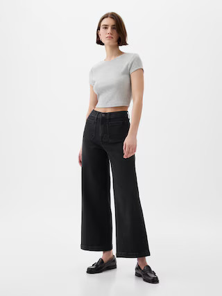 High Rise Stride Wide-Leg Ankle Jeans | Gap (US)