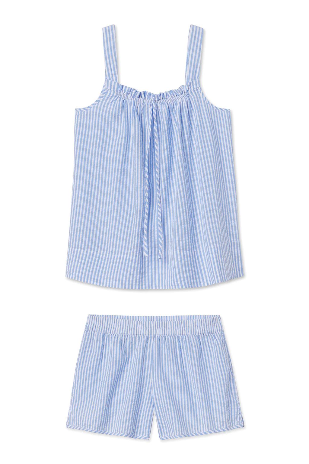 Alice Shorts Set in Blue Seersucker | Lake Pajamas