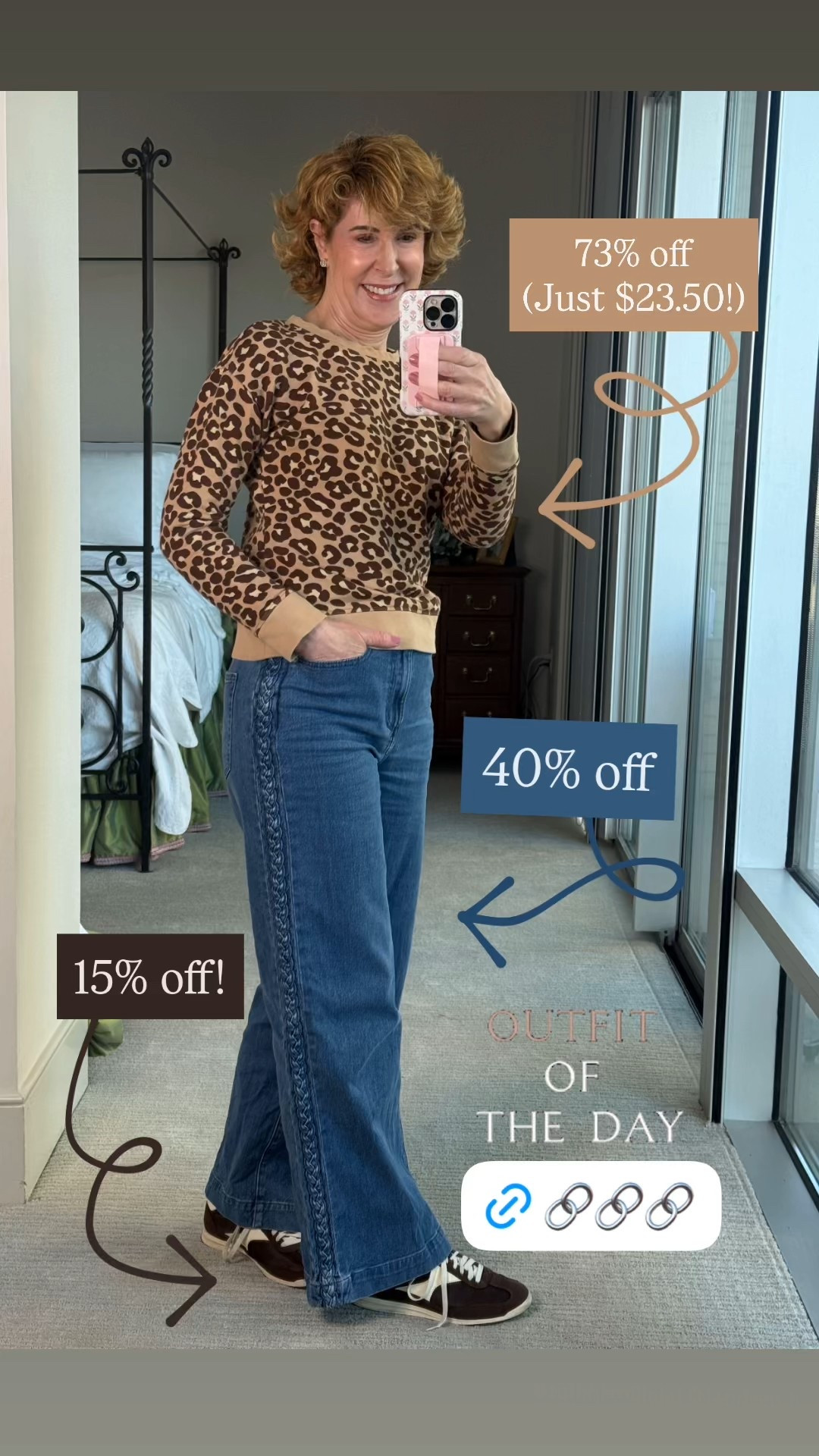 This terry sweatshirt (read that: lightweight) is just $23.80 on sale at Talbots! I paired it with these fun jeans from Lands' End, featuring a darling braid up the side. I love the high waist, and they're 40% off this weekend! Finished off with brown sneakers from Target that are 15% off this weekend. Headed out to a VERY casual dinner with long-time friends!