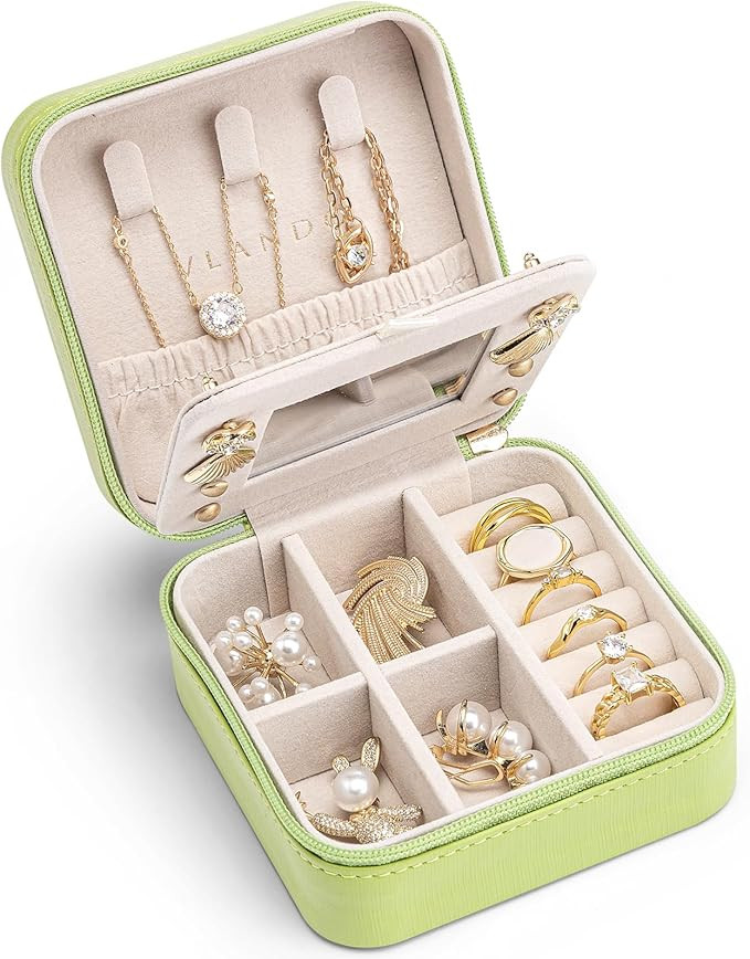Vlando Small Travel Jewelry Box Organizer - Girls Women Gift Rings Earrings Necklaces Jewelry Sto... | Amazon (US)