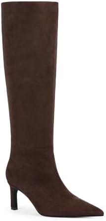 Knee High Boots for Women 2.56" Kitten Heel Pointed Toe Pull On Fall Winter Dress Tall Boots for ... | Amazon (US)