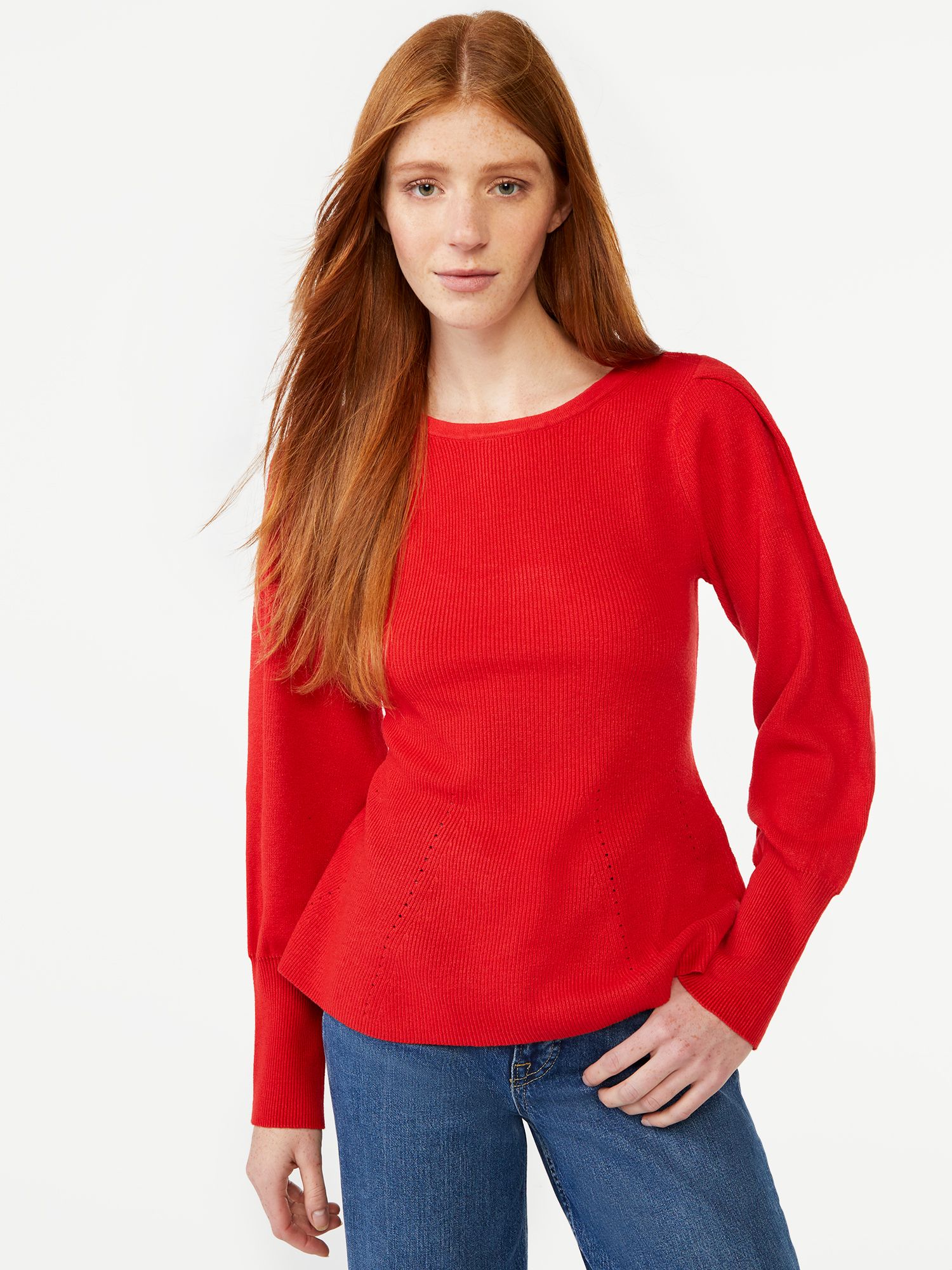 Free Assembly Women's Sweater with Blouson Sleeves, Lightweight - Walmart.com | Walmart (US)