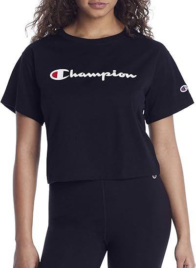 Champion Women's Cropped Tee, Script Logo | Amazon (US)