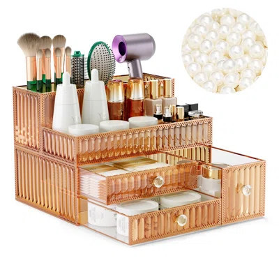 Makeup Organizer, Multipurpose Vanity Storage For Cosmetics, Skincare, Brushes And Perfume, (Blue) | Wayfair North America