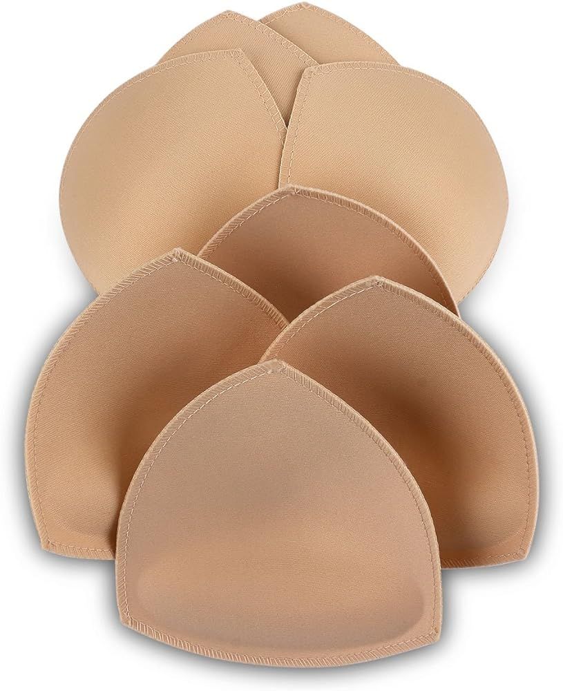 SERMICLE Bra Pad Inserts 4 Pairs, Bra Pads Sewn Padded for Sports Bra A/B or C/D,D/E Cup Beige or... | Amazon (US)