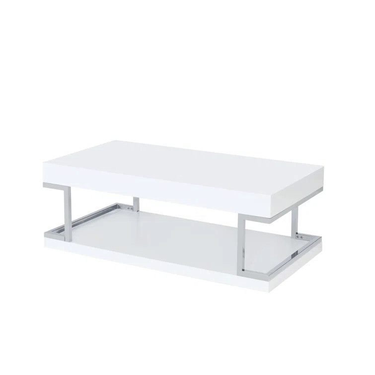 Coffee Table, White High Gloss & Chrome | Wayfair North America