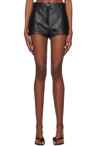 Black High Waist Leather Shorts | SSENSE