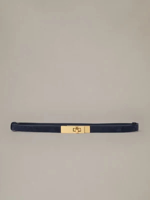 J.McLaughlin Women's Liv Suede Belt Navy/Gold, Size Extra Small/Small | J.McLaughlin
