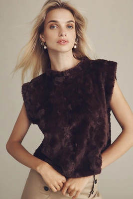 Maeve Faux Fur Muscle Tank | Anthropologie (US)