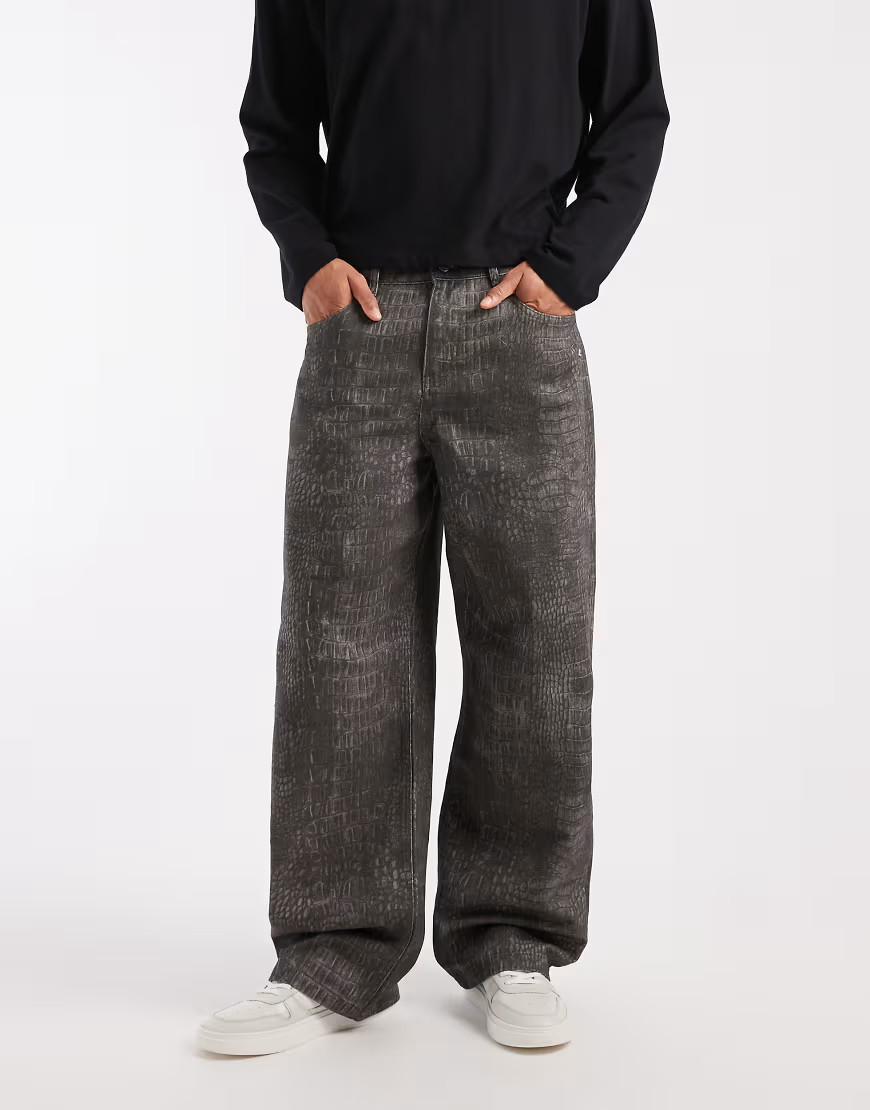 ASOS DESIGN baggy pants in croc print-Multi | ASOS (Global)