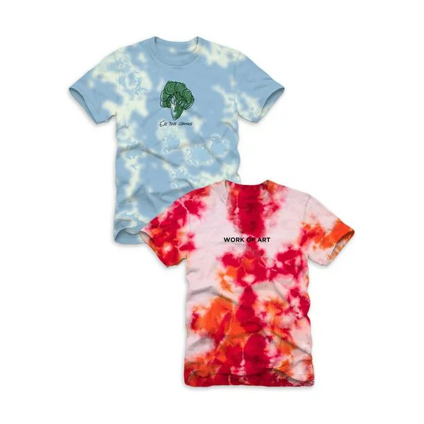 Eat Your Greens & Work of Art Men's Tie Dye Graphic T-shirt 2-Pack Bundle | Walmart (US)