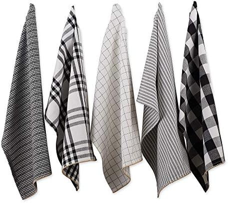DII Farmhouse Basic Kitchen Collection Woven, Dishtowel Set, 18x28, Black, 5 Piece | Amazon (US)