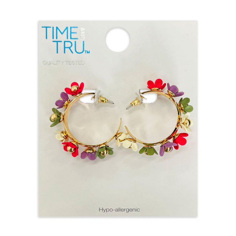 Time and Tru Flower Hoop Earrings | Walmart (US)
