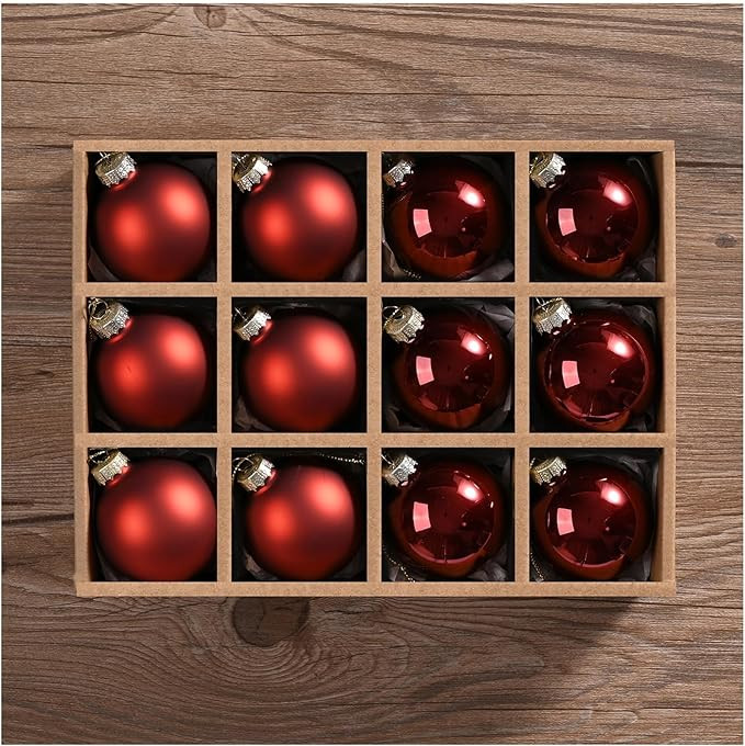 WDS WONDROUS Glass Christmas Hanging Ball Ornaments, Set of 12 Decorative Balls for Xmas Tree Dec... | Amazon (US)