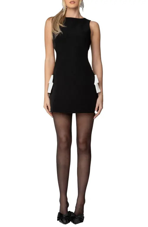 EDIKTED Ingrid Cutout Bow Minidress in Black-And-White at Nordstrom, Size Small | Nordstrom