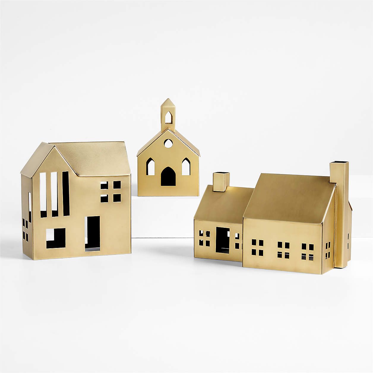 Brass Finish Holiday Church | Crate & Barrel | Crate & Barrel