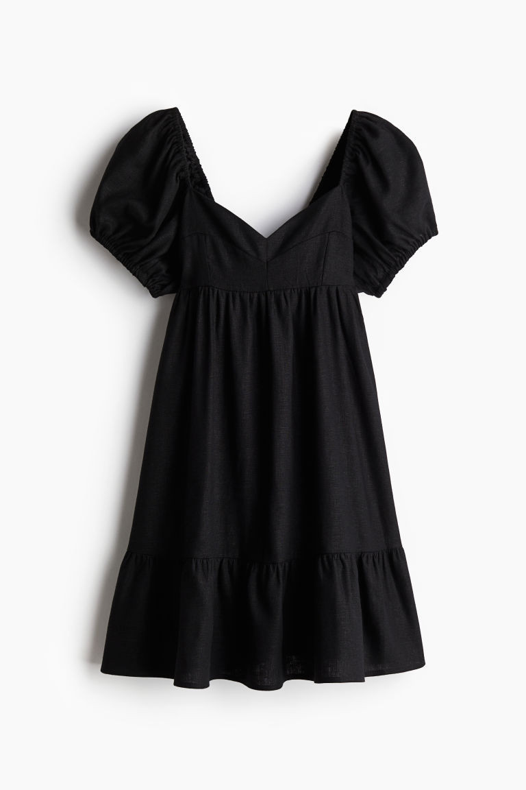 H & M - Puff-Sleeved Dress - Black | H&M (US + CA)
