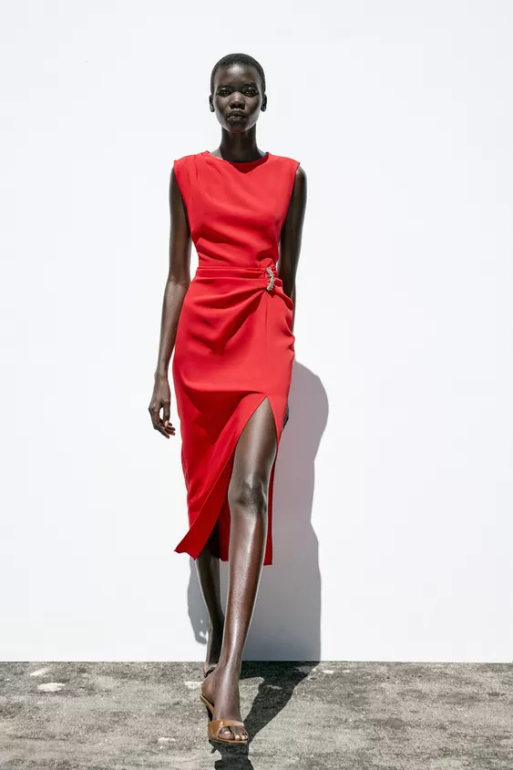 MIDI DRESS WITH HARDWARE | Zara US