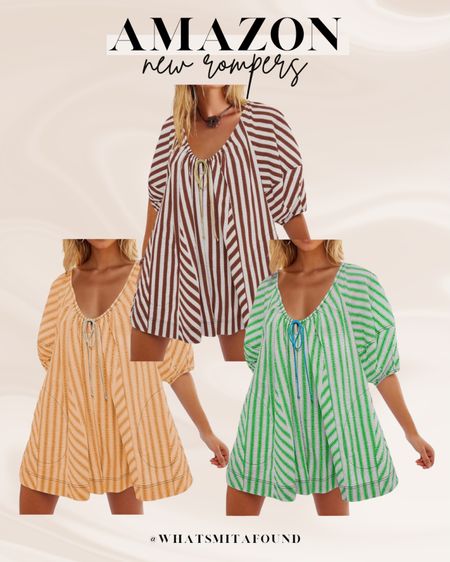 New rompers from Amazon! Flowy romper, cotton romper, linen romper, striped romper, summer romper, trendy romper, free people inspired romper, colorful romper, orange romper, green romper, brown romper, romper with pockets, comfy romper, flowy cotton romper, flowy linen romper, trendy cotton romper, trendy linen romper 

#LTKSeasonal #LTKFindsUnder50 #LTKStyleTip