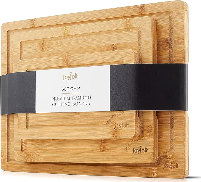 JoyJolt Bamboo Cutting Board Set, Wooden Cutting Boards for Kitchen. Large and Small Wooden Cutti... | Amazon (US)