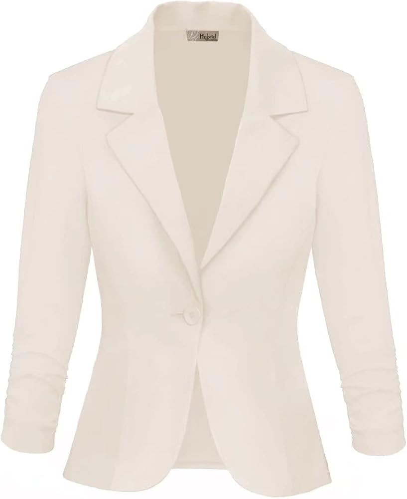 Hybrid & Company Women's Casual Work Office Blazer Lightweight Stretch Ponte Jacket Made in USA | Amazon (US)