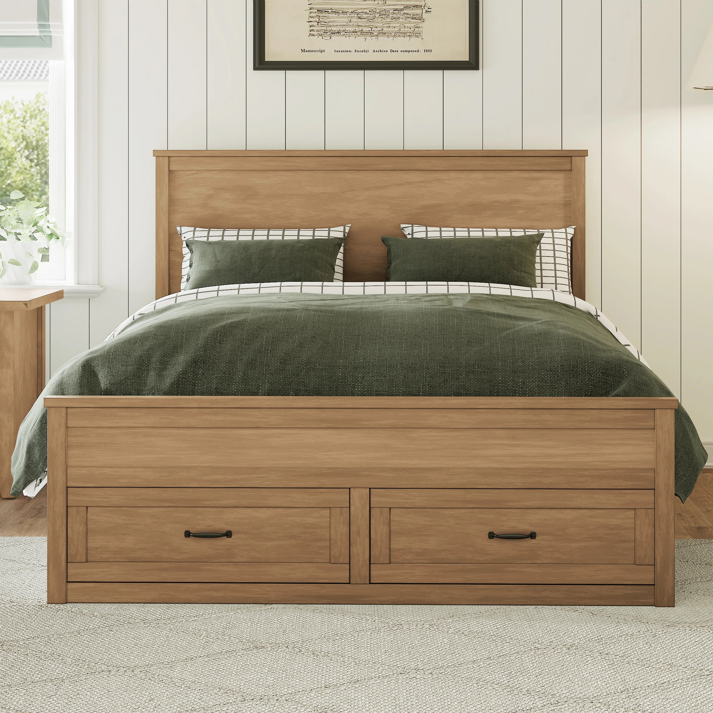 Zennia Platform Bed With 48.8" Headboard, Six Drawers, Solid Wood Construction | Wayfair North America