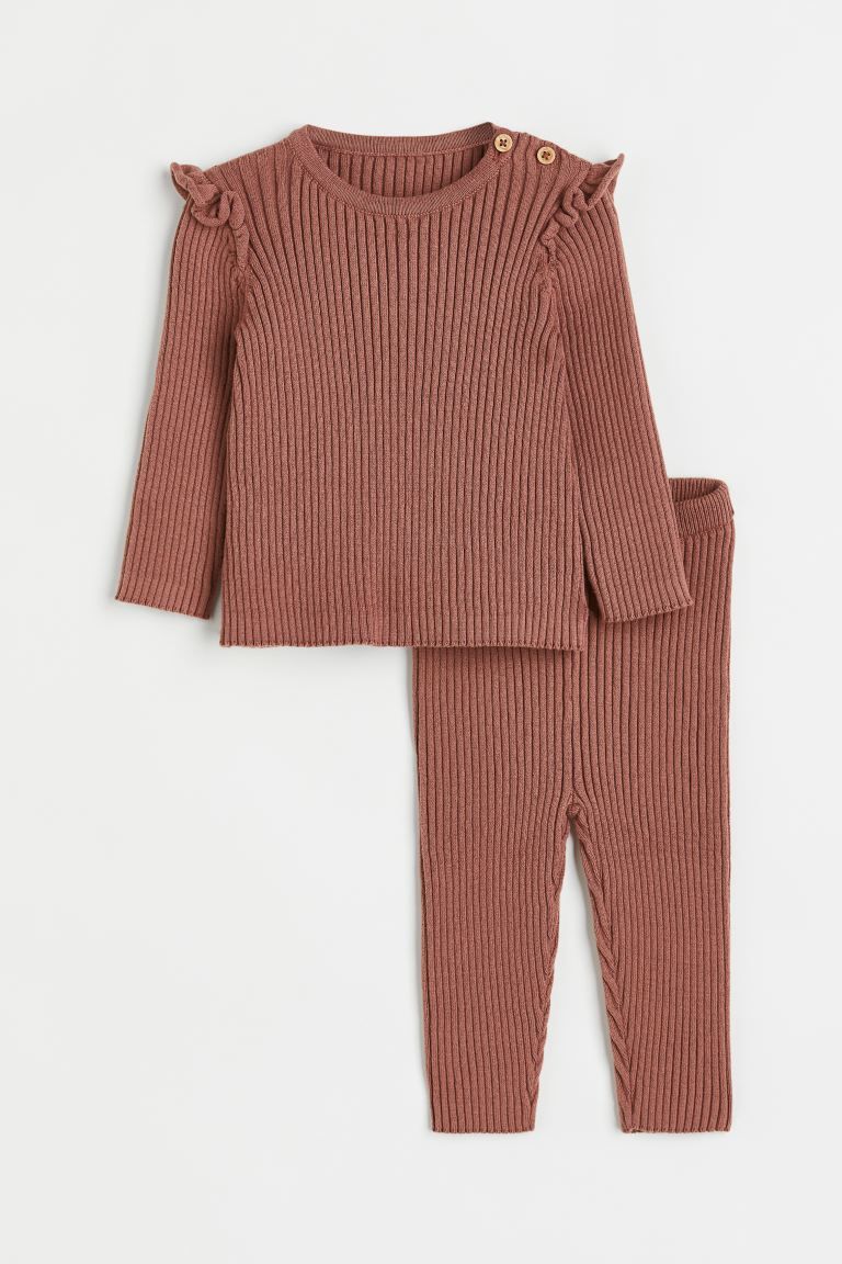 2-piece Rib-knit Cotton Set | H&M (US)