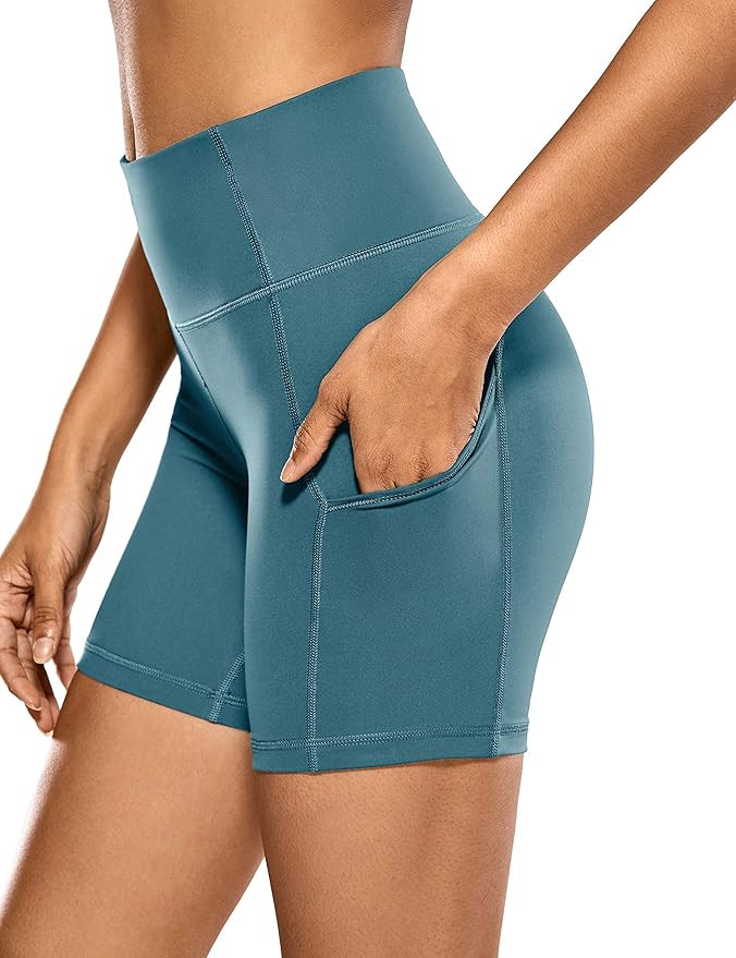 CRZ YOGA Women's Naked Feeling Light Running Shorts 6 Inches - High Waisted Gym Biker Compression... | Amazon (US)