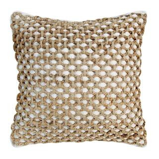 Jada Geometric White 20 in. x 20 in. Braided Jute Decorative Throw Pillow | The Home Depot