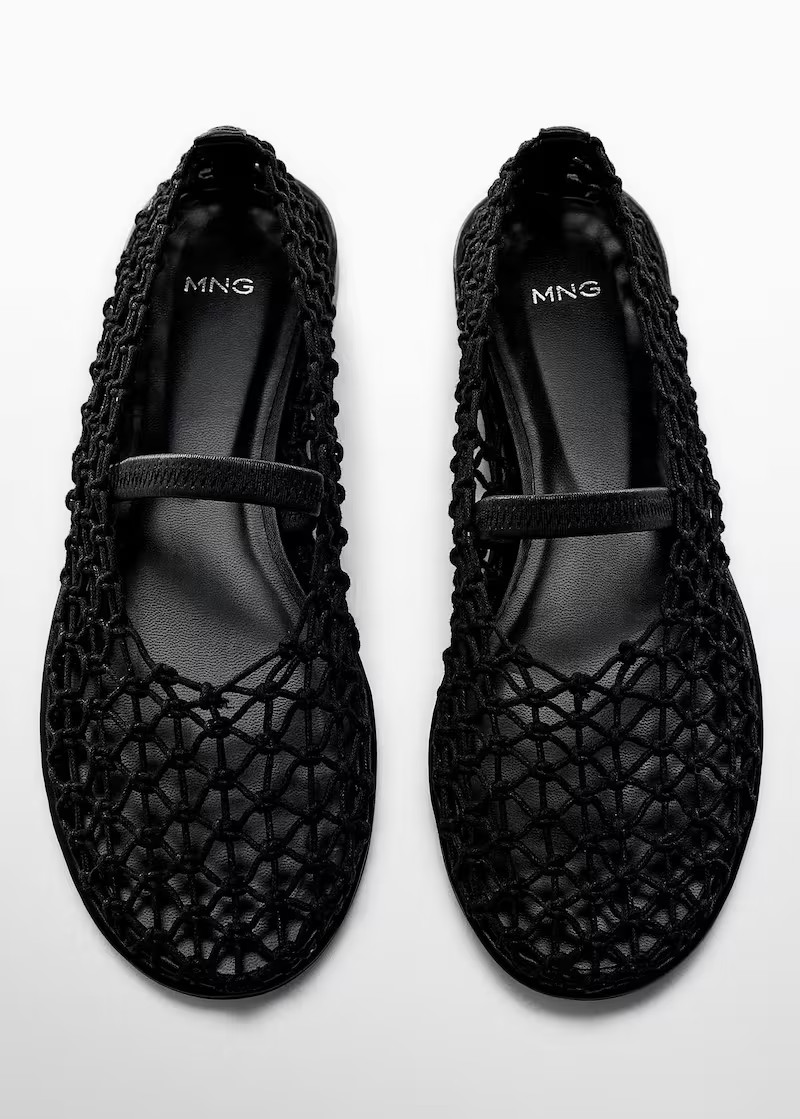 Ballerinas with mesh strap -  Women | Mango United Kingdom | MANGO (UK)