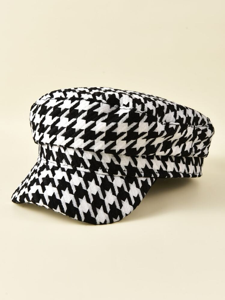Houndstooth Pattern Baker Boy Cap | SHEIN USA | SHEIN