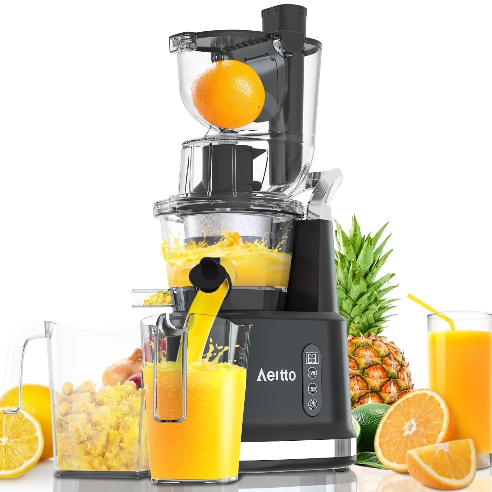 Juicer Machine, Aeitto Cold Press Juicer with Big Wide 83mm Chute 900 ml Juice Cup, Masticating J... | Walmart (US)