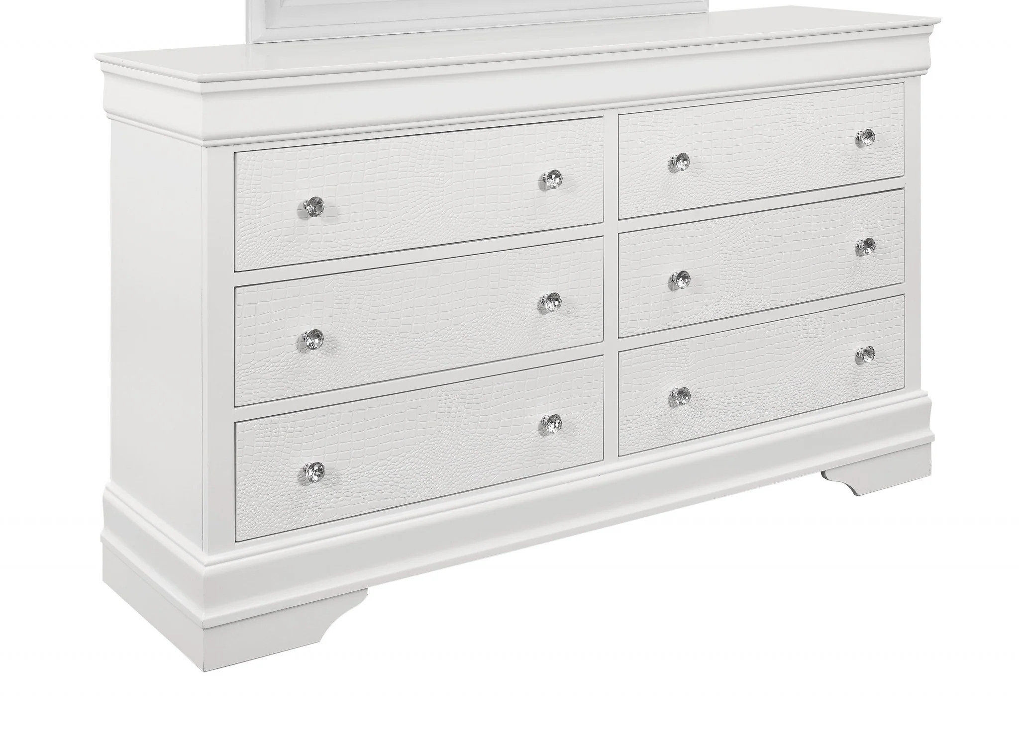 58" Metallic White Solid Wood Six Drawer Double Dresser | Shop Simon