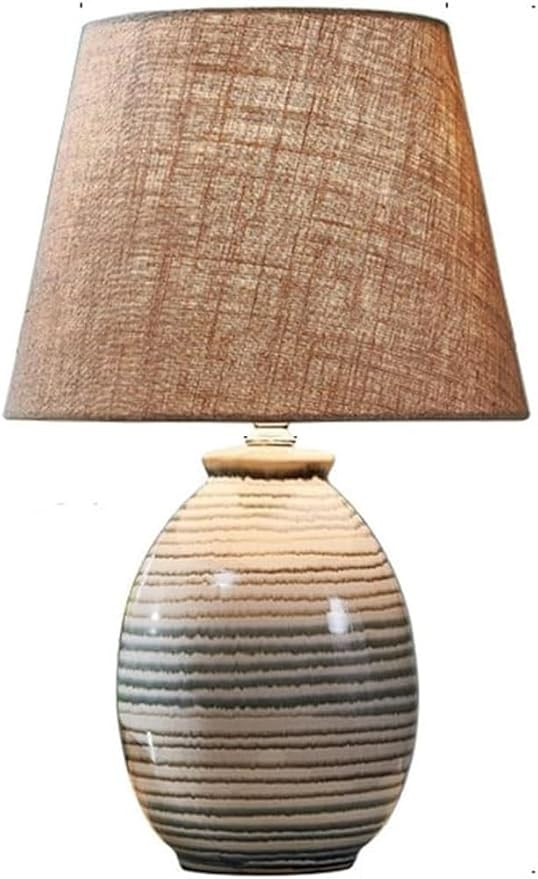 FCFIT New Chinese Ceramic Table Light Modern Simplicity Fabric Desk Lamp E27 Creative Hardware In... | Amazon (US)