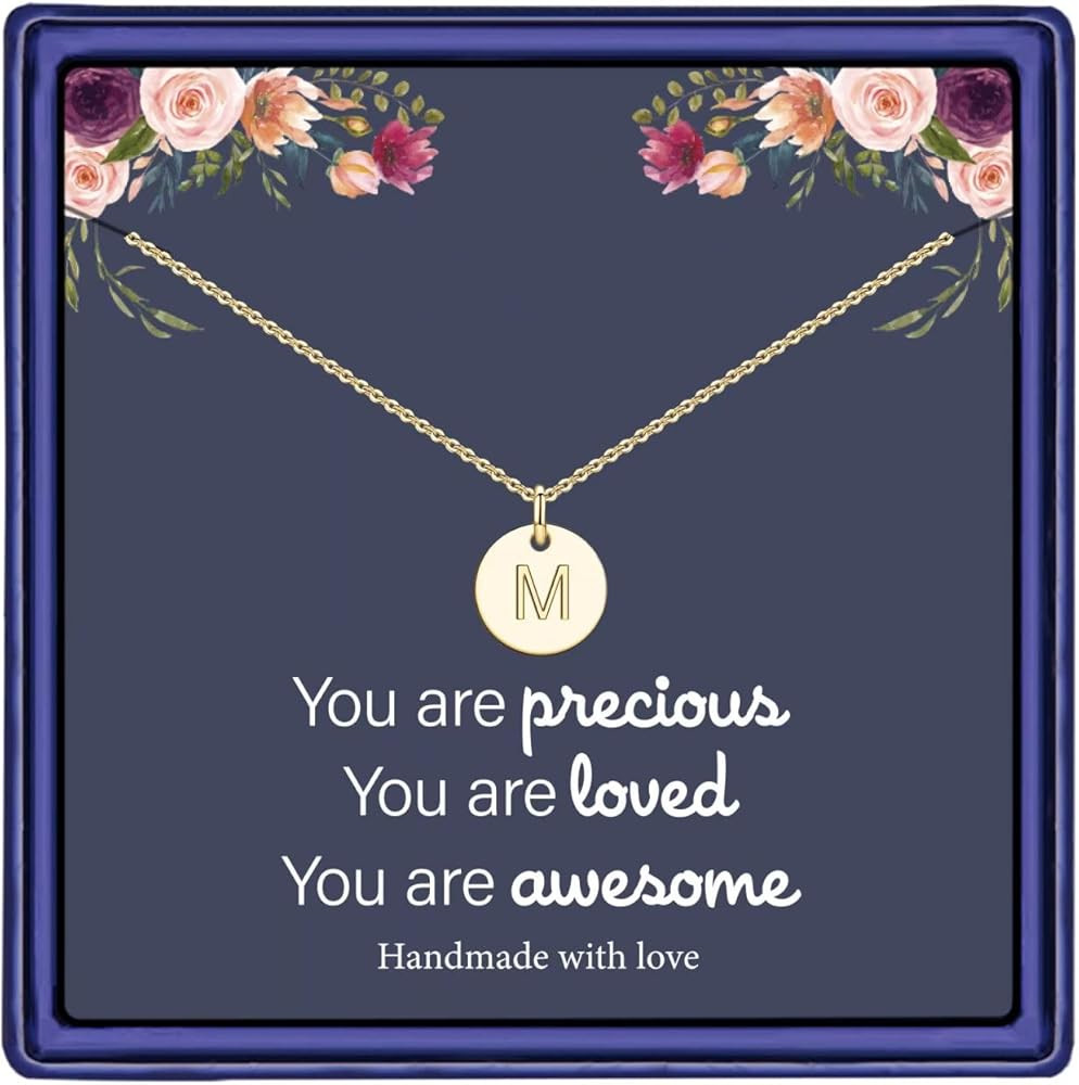 Hidepoo Disc Initial Necklaces for Girls Gifts - 14K Gold Filled/Rose Gold/S925 Sterling Silver D... | Amazon (US)