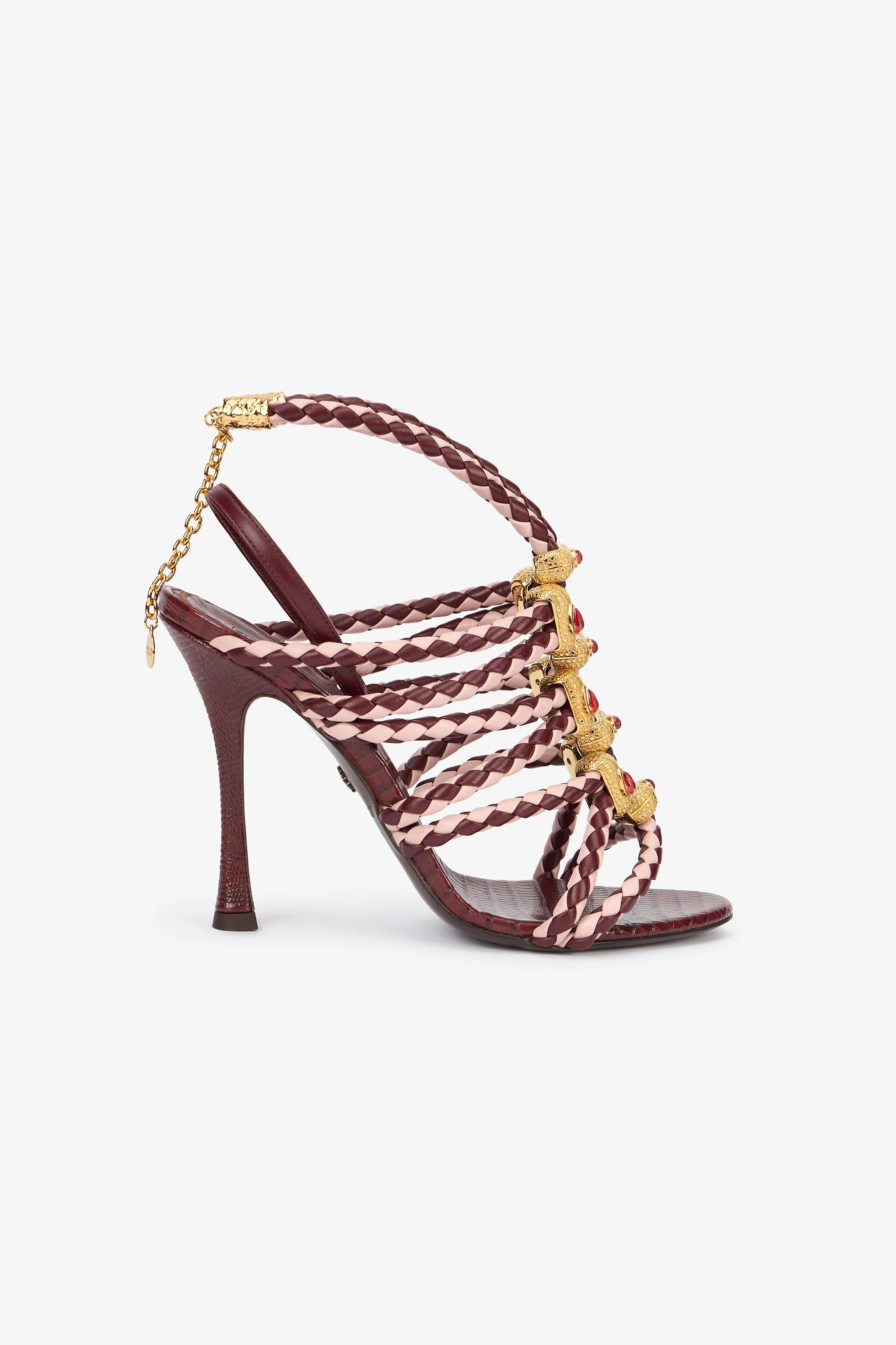 Red And White Sandals With Jewel Details | Roberto Cavalli