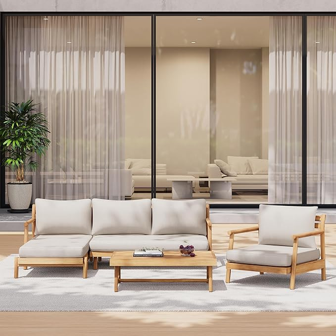 Christopher Knight Home Jorine Patio Chat Set, Acacia Wood Accent Chair, Slat Panel Coffee Table,... | Amazon (US)