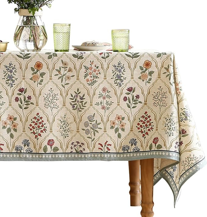 Floral Tablecloth for Square Tables,Linen Table Cloth with Colorful Flowers Pattern,Heavy Durable... | Amazon (US)