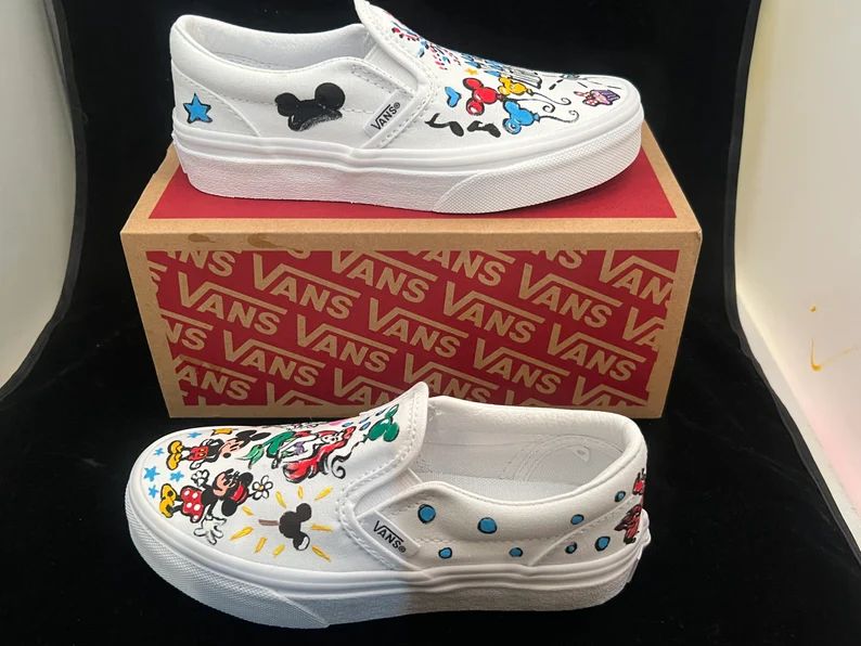 Minnie Mouse Disney Shoes Hand Painted Shoes Disney Parks Converse Vans Wedding Shoes Painted Mic... | Etsy (US)
