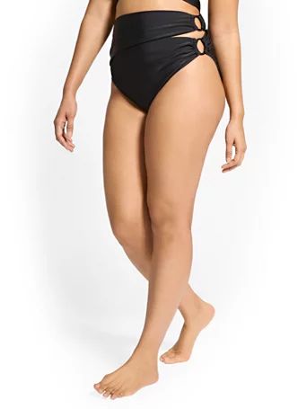 high-waisted o-ring bikini bottom - ny&c swimwear | New York & Company