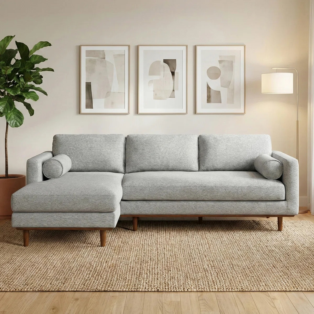 Morrison Large Sectional Sofa, Mid-Century Modern Couch with Chaise Lounge and Eco-Friendly Woven... | Wayfair North America