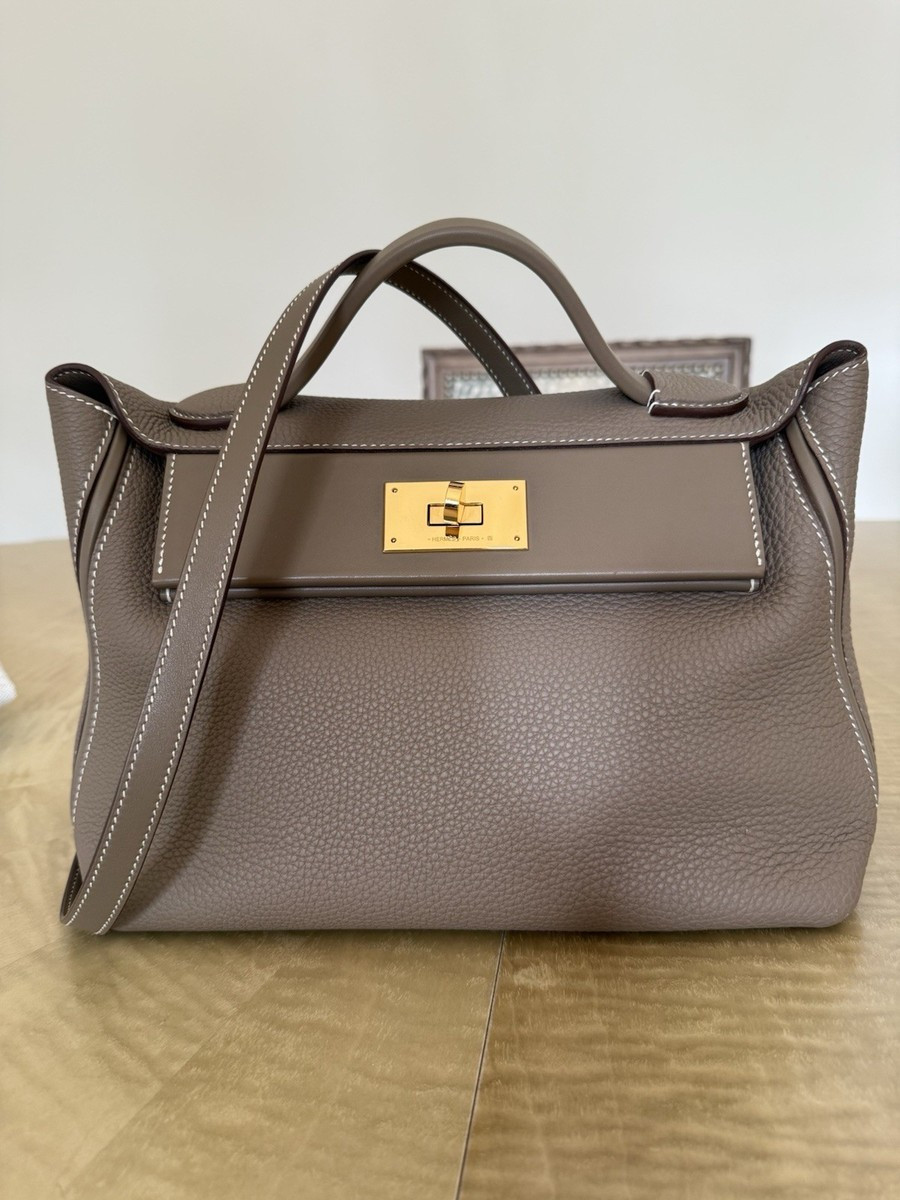Hermes 24/24 Togo/Swift  Leather Etoupe Size 29 Gold Hardware  Great Condition | eBay US
