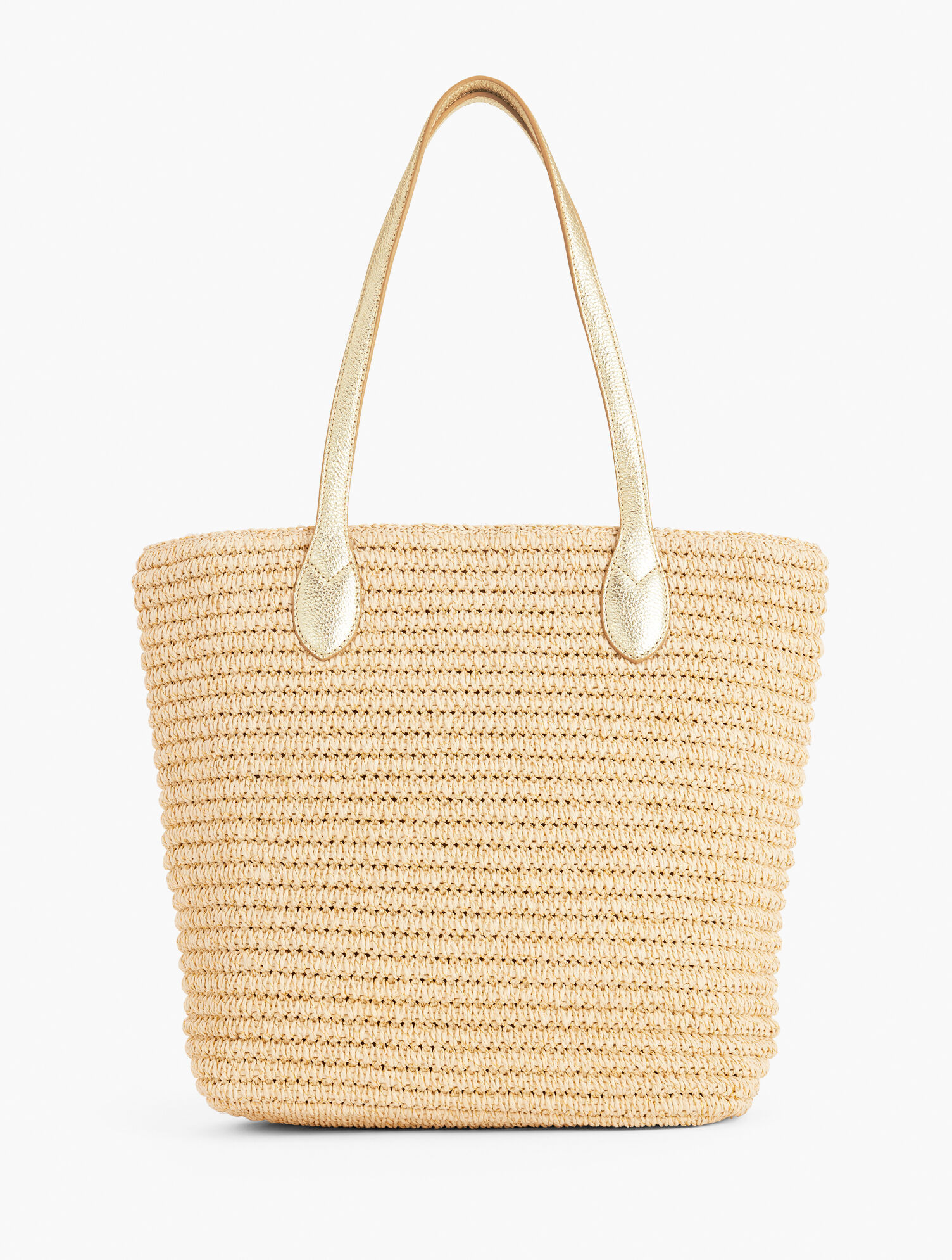 Metallic Leather Trim Straw Tote | Talbots