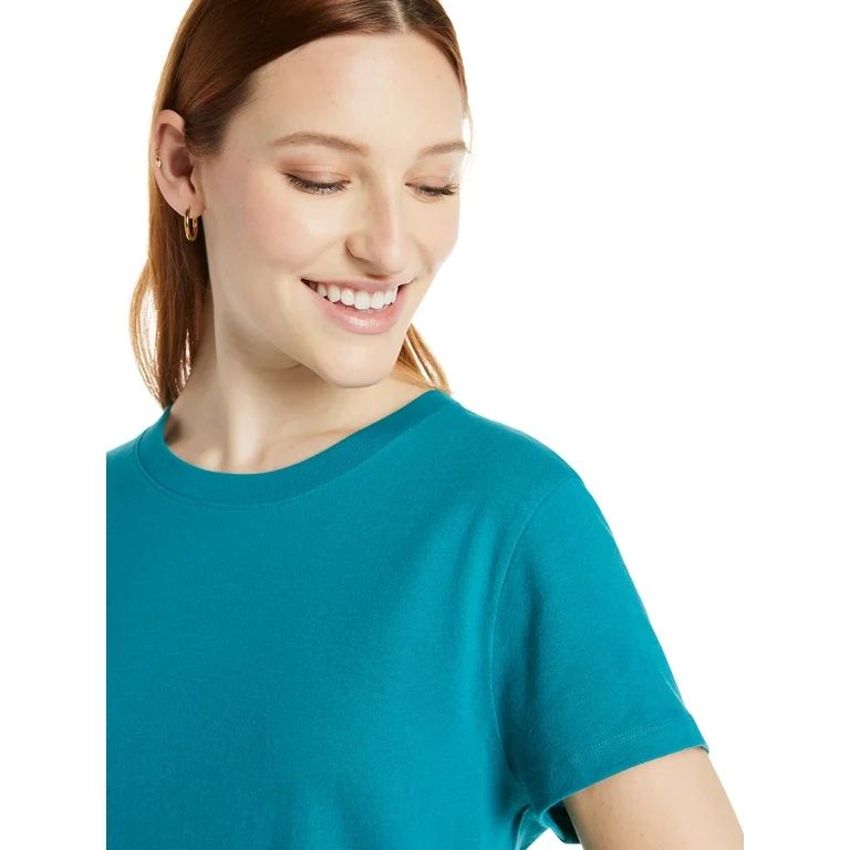 Time and Tru Women's Cotton T-Shirt Dress with Short Sleeves, Sizes S-XXXL | Walmart (US)