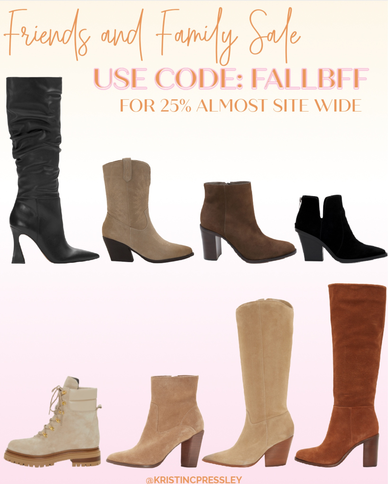 Fall boots. Knee-high boots. Black knee-high boots. Tan boots. Brown boots. Western boots. Black booties. Brown booties. Western booties. Tan booties.￼

#LTKsalealert #LTKSeasonal #LTKshoecrush