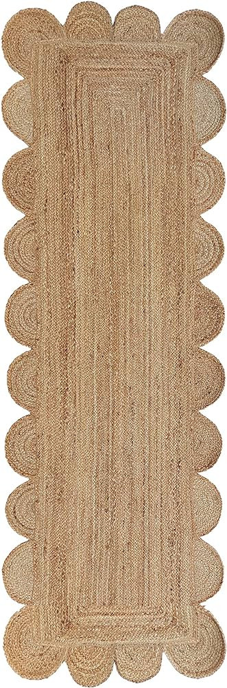 Gautam International Scalloped Natural Jute Area Rug, Natural Color (2'X6') | Amazon (US)