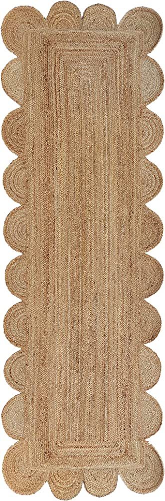 Gautam International Scalloped Natural Jute Area Rug, Natural Color (2'X6') | Amazon (US)